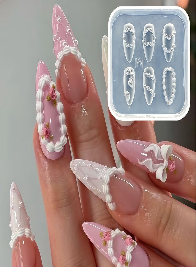 BHCCXZ 5Pcs 3D Cake Piping Gel Nail Art Mold Arts Resin Strawberry Cream Flower Molds for Accessories Supplies Wreath Silicone Tools Ribbon Bow Nails - Image 2